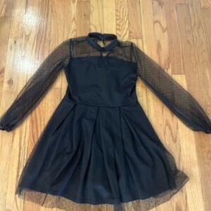 Fancy Black Long Sleeve Dress, Wednesday Addams style